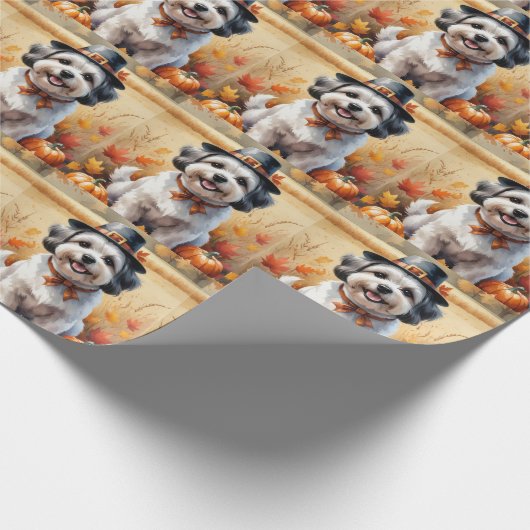 Malti Tzu im Herbst hinterlässt Erntedank Kunst Geschenkpapier (Ecke)