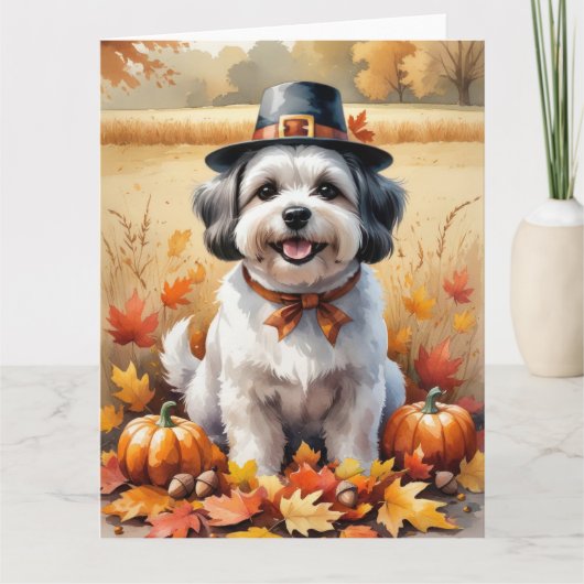 Malti Tzu im Herbst hinterlässt Erntedank Kunst Karte (Vorderseite)