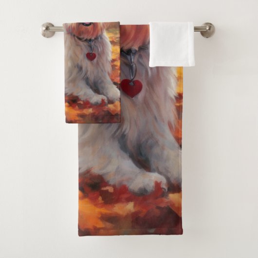 Malti Tzu im Herbst Leaves Fall Inspiriert Badhandtuch Set (Insitu)