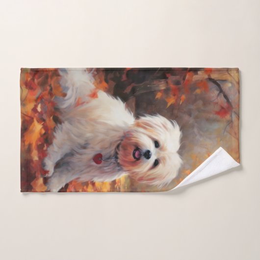 Malti Tzu im Herbst Leaves Fall Inspiriert Badhandtuch Set (Handtuch)