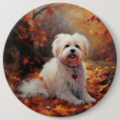 Malti Tzu im Herbst Leaves Fall Inspiriert Button (Vorderseite)