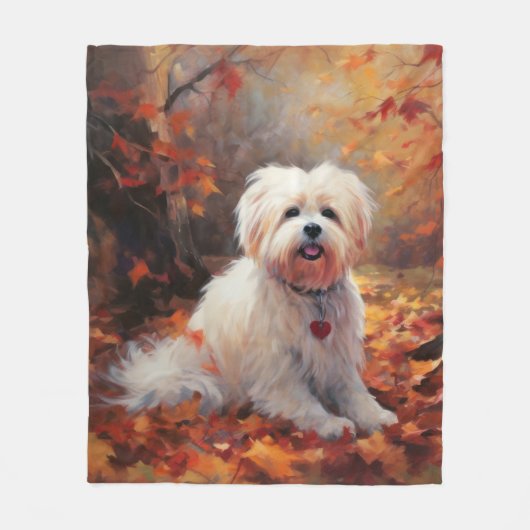 Malti Tzu im Herbst Leaves Fall Inspiriert Fleecedecke (Vorderseite)
