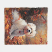 Malti Tzu im Herbst Leaves Fall Inspiriert Fleecedecke (Vorderseite (Horizontal))