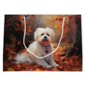 Malti Tzu im Herbst Leaves Fall Inspiriert Große Geschenktüte (Vorderseite)