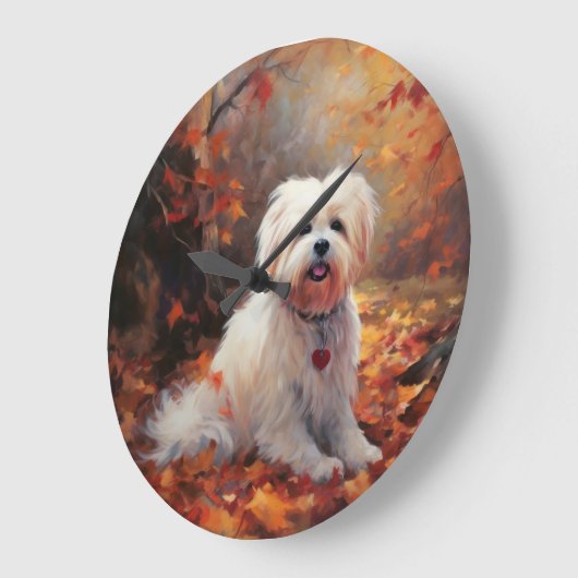 Malti Tzu im Herbst Leaves Fall Inspiriert Große Wanduhr (Winkel)