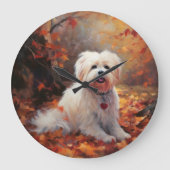 Malti Tzu im Herbst Leaves Fall Inspiriert Große Wanduhr (Vorderseite)