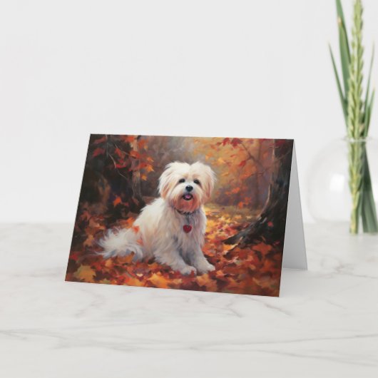 Malti Tzu im Herbst Leaves Fall Inspiriert Karte (Vorderseite)