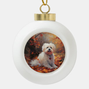 Malti Tzu im Herbst Leaves Fall Inspiriert Keramik Kugel-Ornament