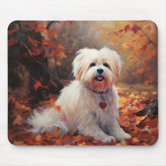 Malti Tzu im Herbst Leaves Fall Inspiriert Mousepad (Vorne)