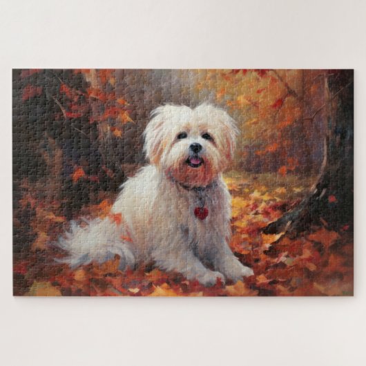Malti Tzu im Herbst Leaves Fall Inspiriert Puzzle (Horizontal)