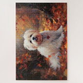 Malti Tzu im Herbst Leaves Fall Inspiriert Puzzle (Vertikal)