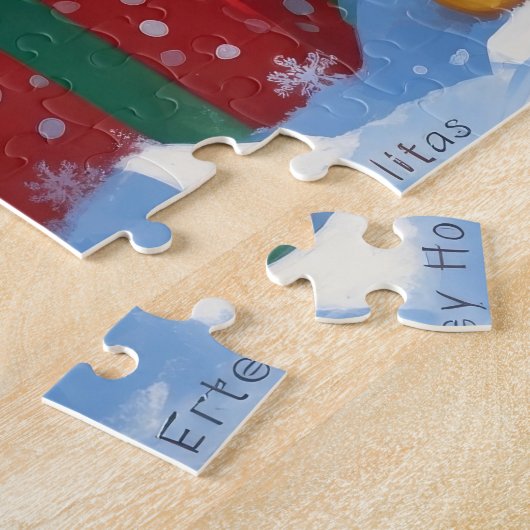 Malti Tzu läuft im Schnee mit Weihnachtshut Puzzle (Seite)