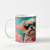 Malti Tzu mit Herz-Rose Valentinstag Kaffeetasse (Links)