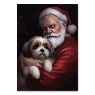 Malti Tzu mit Weihnachtsmann Festliches Weihnachte Tischnummer