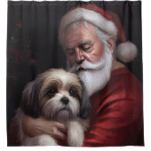 Malti Tzu mit Weihnachtsmann Weihnachten Duschvorhang (Vorderseite)