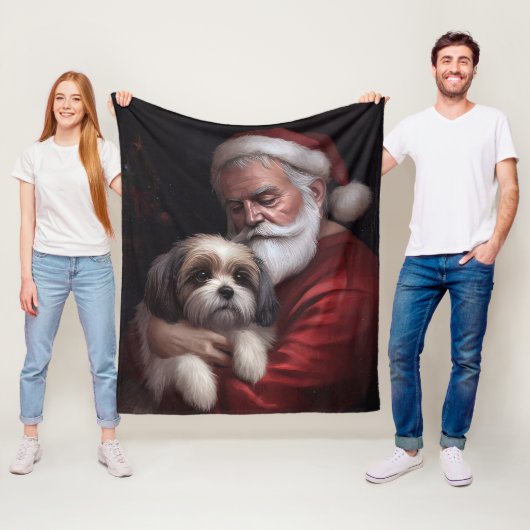 Malti Tzu mit Weihnachtsmann Weihnachten Fleecedecke (Beispiel)