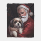 Malti Tzu mit Weihnachtsmann Weihnachten Fleecedecke (Vorderseite)