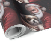 Malti Tzu mit Weihnachtsmann Weihnachten Geschenkpapier (Rolleneckpunkt)