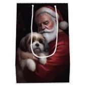 Malti Tzu mit Weihnachtsmann Weihnachten Mittlere Geschenktüte (Rückseite)