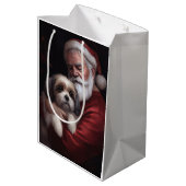 Malti Tzu mit Weihnachtsmann Weihnachten Mittlere Geschenktüte (Rückseite Schrägansicht)