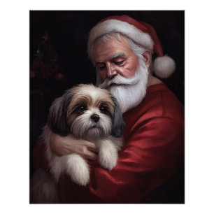 Malti Tzu mit Weihnachtsmann Weihnachten Poster