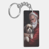 Malti Tzu mit Weihnachtsmann Weihnachten Schlüsselanhänger (Vorderseite links)