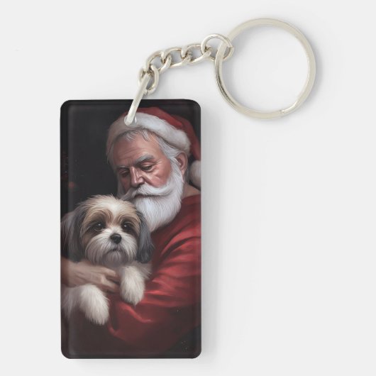 Malti Tzu mit Weihnachtsmann Weihnachten Schlüsselanhänger (Rückseite)