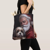 Malti Tzu mit Weihnachtsmann Weihnachten Tasche (Von Nahem)