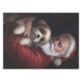 Malti Tzu mit Weihnachtsmann Weihnachten Tischdecke (Vorderseite (Horizontal))