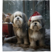 Malti tzu Snowy Sleigh Weihnachtsdekor Duschvorhang (Vorderseite)