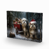 Malti tzu Snowy Sleigh Weihnachtsdekor Fotoblock (Rechts)