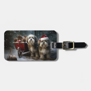 Malti tzu Snowy Sleigh Weihnachtsdekor Gepäckanhänger