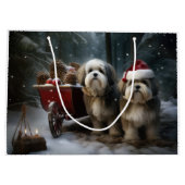 Malti tzu Snowy Sleigh Weihnachtsdekor Große Geschenktüte (Rückseite)