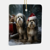 Malti tzu Snowy Sleigh Weihnachtsdekor Keramikornament (Rechts)