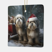 Malti tzu Snowy Sleigh Weihnachtsdekor Keramikornament (Links)