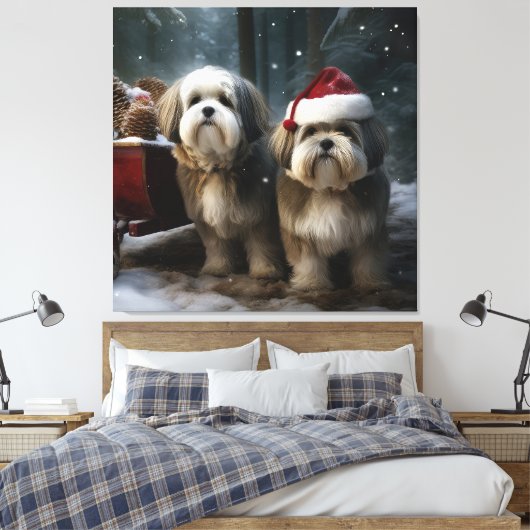 Malti tzu Snowy Sleigh Weihnachtsdekor Leinwanddruck (Insitu (Schlafzimmer))