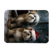 Malti tzu Snowy Sleigh Weihnachtsdekor Magnet (Horizontal)