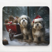 Malti tzu Snowy Sleigh Weihnachtsdekor Mousepad (Vorne)