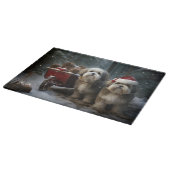 Malti tzu Snowy Sleigh Weihnachtsdekor Schneidebrett (Ecke)