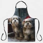 Malti tzu Snowy Sleigh Weihnachtsdekor Schürze (Vorderseite)