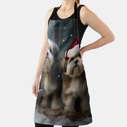 Malti tzu Snowy Sleigh Weihnachtsdekor Schürze (InSitu)