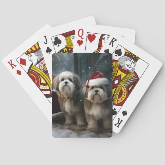 Malti tzu Snowy Sleigh Weihnachtsdekor Spielkarten (Rückseite)