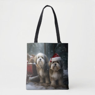 Malti tzu Snowy Sleigh Weihnachtsdekor Tasche