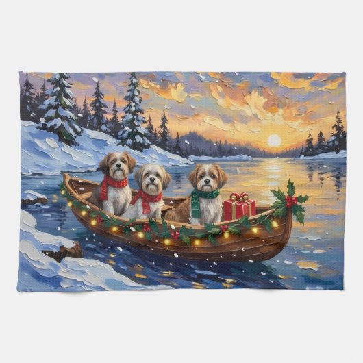 Malti Tzu Weihnachtsboot-Feiertag Geschirrtuch (Horizontal)