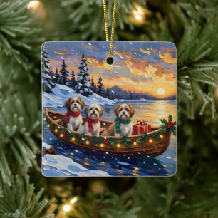 Malti Tzu Weihnachtsboot-Feiertag Keramikornament