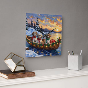 Malti Tzu Weihnachtsboot-Feiertag Quadratische Wanduhr