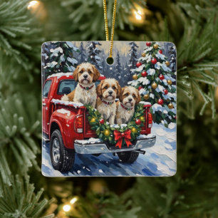 Malti-Tzu Weihnachtsroter LKW Urlaub Keramikornament
