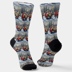 Malti-Tzu Weihnachtsroter LKW Urlaub Socken