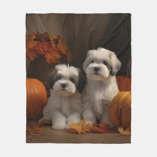 Malti tzu Welppy Autumn Delight Pumpkin Fleecedecke (Vorderseite)