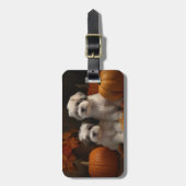 Malti tzu Welppy Autumn Delight Pumpkin Gepäckanhänger (Vorderseite vertikal)